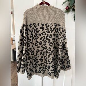 Isabel Maternity Leopard Print Cowl Sweater - Black and Tan